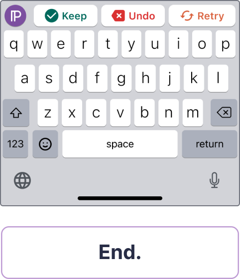 high fidelity screen: output generated and user options