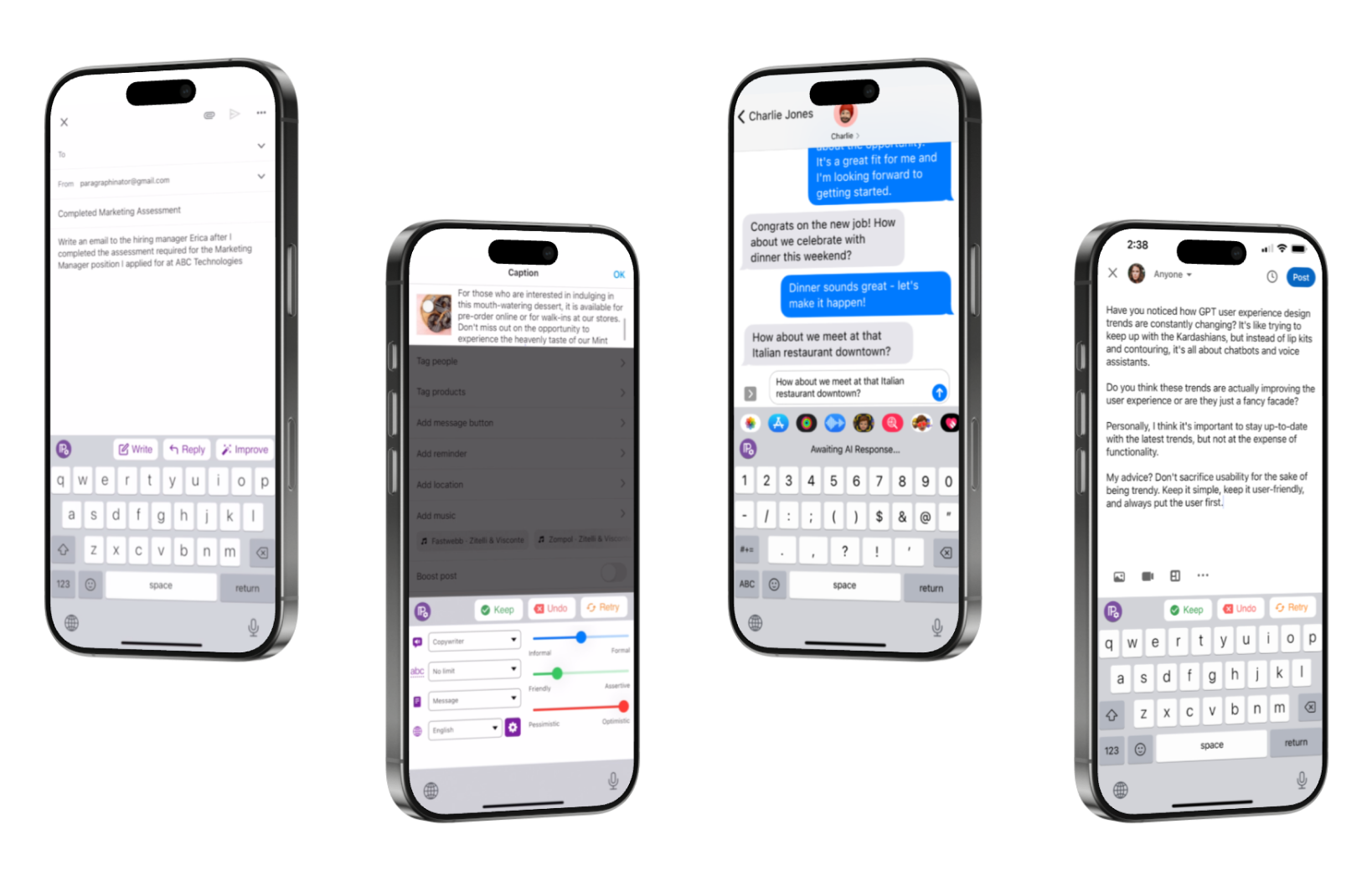 Mockup of high fidelity screens